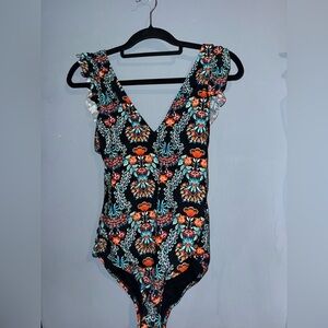 Jessica Simpson Black Floral Bodysuit
